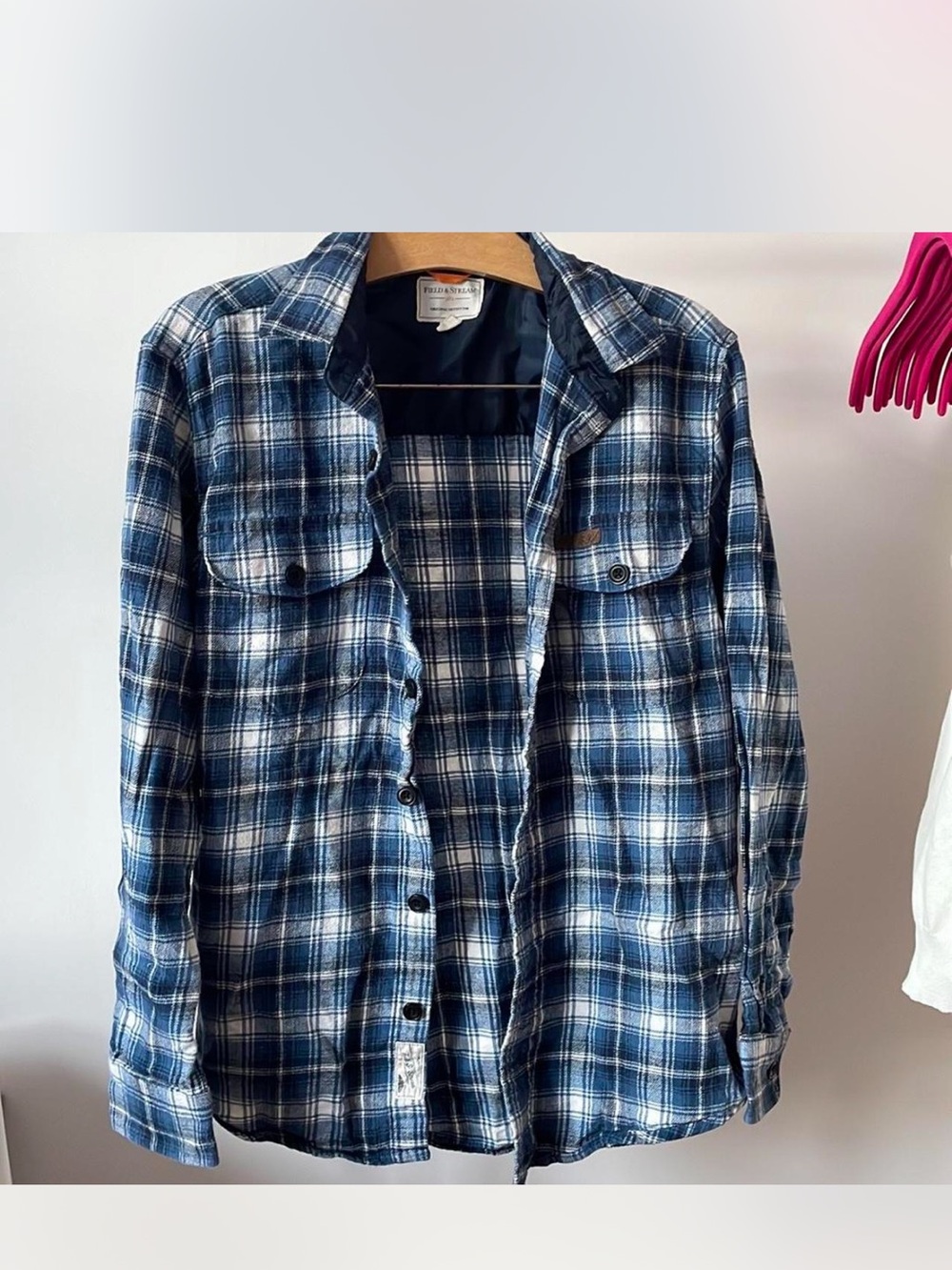 Field & Stream Blue and White Plaid Shirt